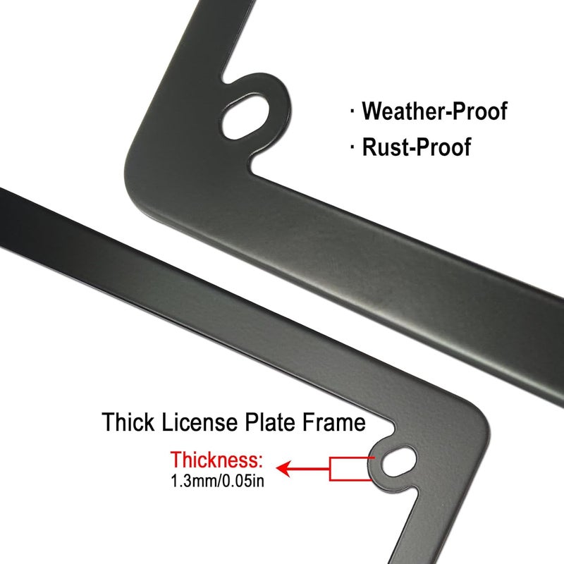 FBJTDQ Motorcycle License Plate Frame- Black Matte Stainless Steel Bike Tag Plate Holder, 4 Holes Heavy-Duty Metal Bracket 1 Pack, with Mounting Hardware Screws Nuts Caps - Image 4